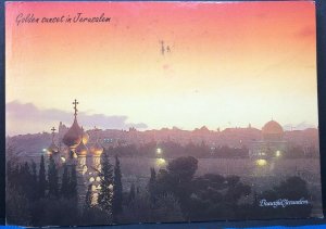 Vintage Postcard Israel Golden Sunset Jerusalem