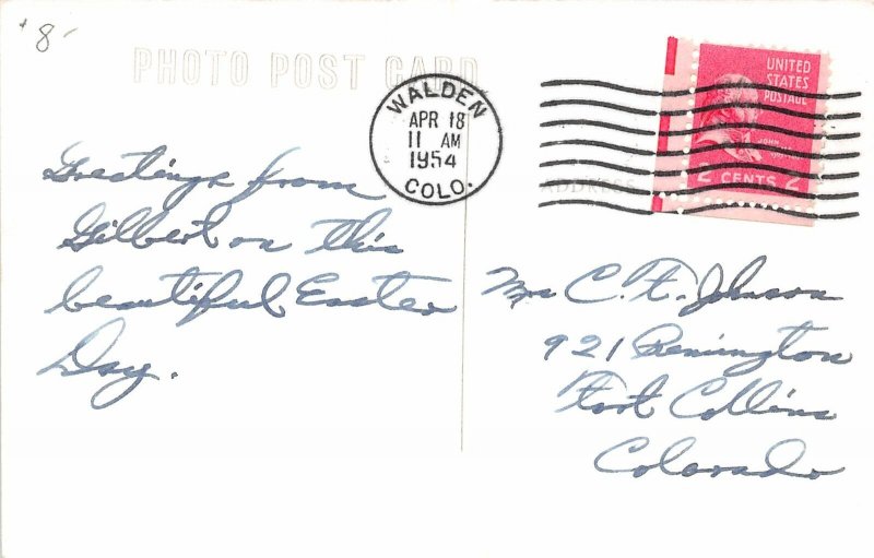 H65/ Walden Colorado RPPC Postcard c1954 Jackson County Court House 145
