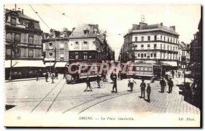 Amiens - -The Place Gambetta - bike - tram - Old Postcard