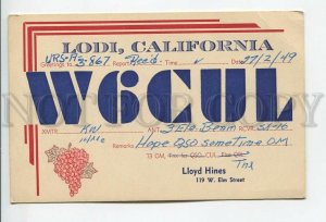 462848 1949 year USSR USA California Lodi radio QSL card