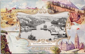 Bear River NS Nova Scotia looking South Patriotic Warwick Bros Postcard H47