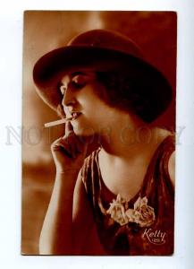 186968 Smoking Woman in Hat FASHION Vintage PHOTO Ketty PC