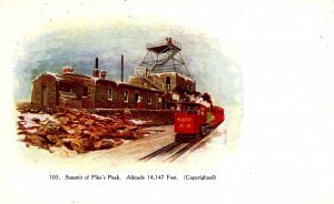 Colorado - The Pike's Peak Train at the Summit - c1907