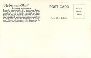 Madison Wisconsin~Edgewater Hotel on Lake by Night 1950 Real Photo Postcard