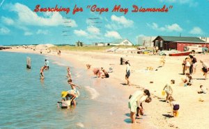 Vintage Postcard 1970 Bathing Beach Searching For Diamonds Cape May New Jersey