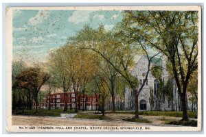 Pearson Hall And Chapel Drury College Springfield MO Fred Harvey Postcard 