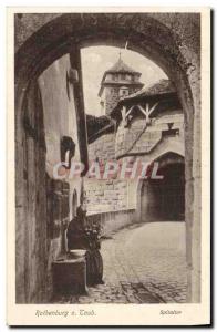 Old Postcard Rothenburg Spitaltor Laub