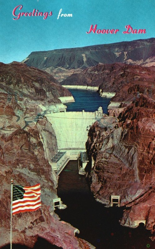 Greetings From Hoover Dam Outlet Tunnels & Powerhouse Nevada Vintage Postcard