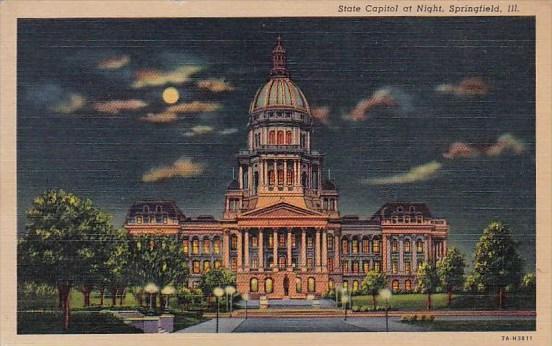 Illinois Springfield State Capitol At Night