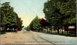 Postcard Third Avenue Looking East from 13th Street in Huntington, West Virginia