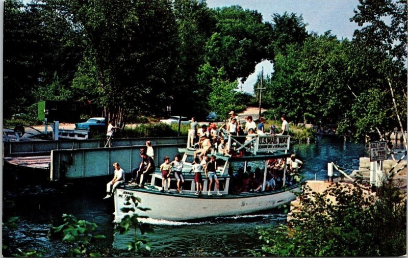 US Mailboat Sebago Long Lake Maine ME Excursion Riders Chrome Postcard Unused 