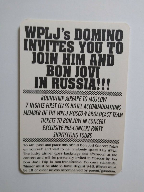 Bon Jovi Backstage Concert Pass Original 1989 Hard Rock Music Giants Stadium NJ