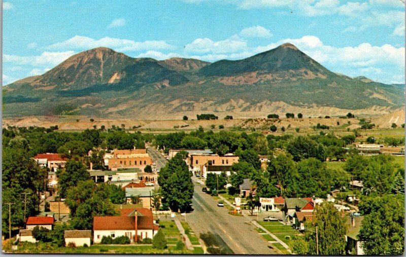 Vtg Hotchkiss Colorado CO Aerial Town Street View Mountains 1960s Postcard