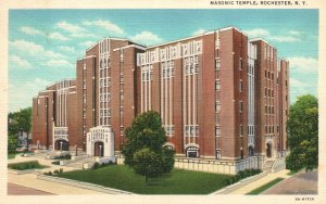 Vintage Postcard 1938 Masonic Temple Historical Building Rochester New York NY