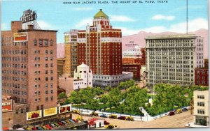 postcard Texas -San Jacinto Plaza, the Heart of El Paso