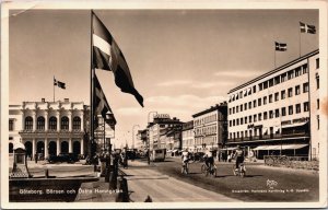 Sweden Gothenburg Göteborg Börsen och Östra Hamngatan Vintage RPPC C039