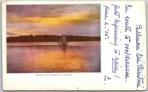 Winnipesaukee New Hampshire NH, 1905 Lake, Sunset on Meridith Shore, Postcard