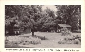 Evergreen Log Cabins, Restaurant, Gifts, U.S. Route 3 Boscawen NH Postcard V66