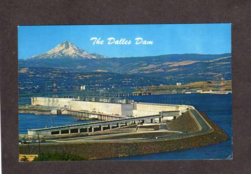 OR The Dalles Dam Columbia River Oregon Mt Mount Hood WA Washington Postcard