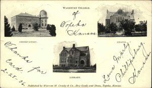 Topeka Kansas KS Library Observatory Church c1910s Postcard