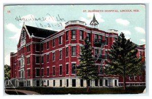 LINCOLN, NE Nebraska ~ ST ELIZABETH HOSPITAL  1908 Lancaster County Postcard