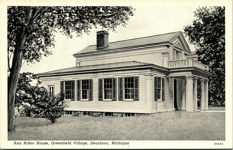 Vtg Dearborn MI Ann Arbor House Greenfield Village 1930s Postcard