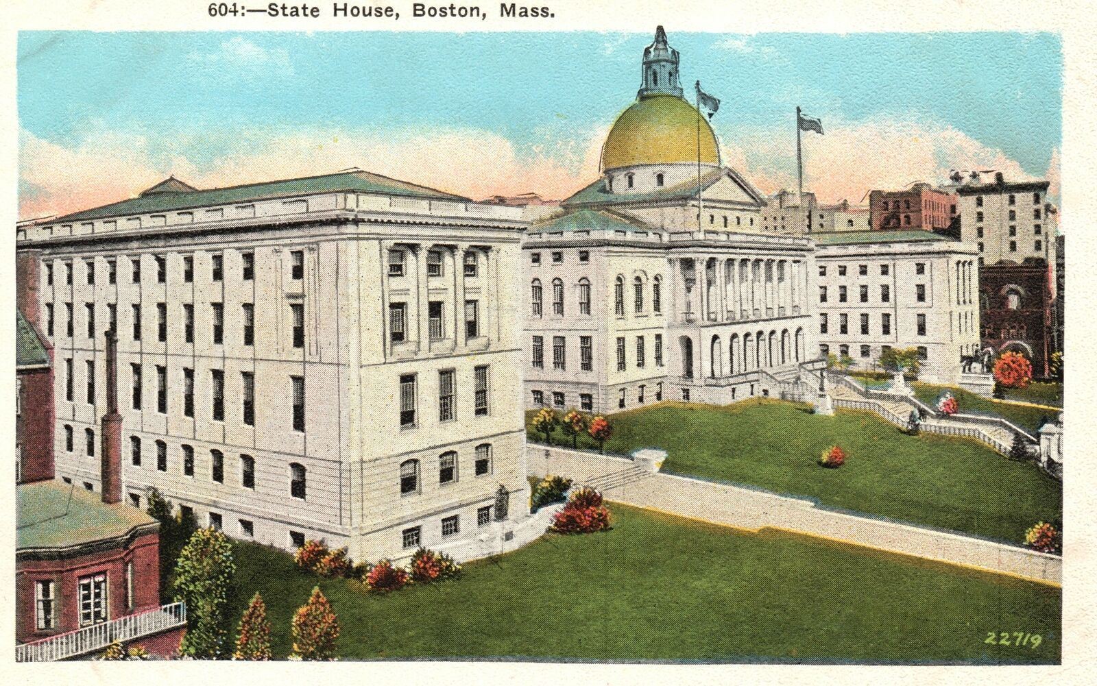 Vintage Postcard 1920's View of State House Boston Massachusetts MA