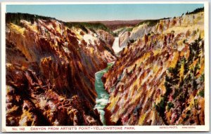 Canyon From Artists Point Yellowstone National Park Wyoming WY Postcard