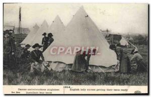 Old Postcard Army Sante Ladies English ambulance installing their tent Nurse