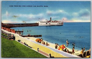 Vtg Oak Bluffs Massachusetts MA Sea View Avenue Steam Ship Dock 1940s Postcard