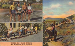 Linen Postcard Three Popular Sports at Murrieta Hot Springs, California~125875