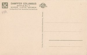 Postcard Ship D Columbus Gesellschaftssalon II