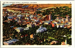 Aerial View Sacramento CA Business District Vintage Postcard V29