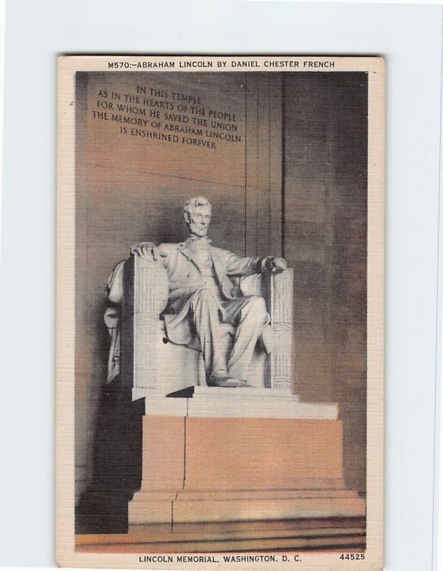 Postcard Abraham Lincoln Statue, Lincoln Memorial, Washington, D. C.