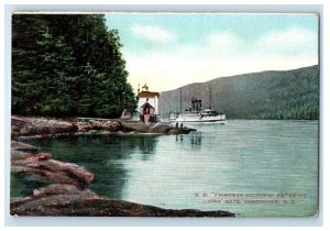 c1910 Steamship Princess Victoria Entering Lionsgate Vancouver Canada Postcard