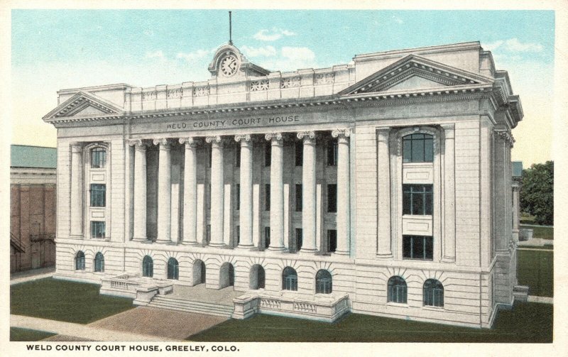 Vintage Postcard Weld County Court House Historical Landmark Greeley Colorado CO