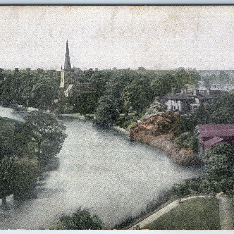 c1900s Stratford on Avon England Birthplace of William Shakespeare River PC A228