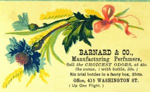 1880's Barnard & Co Choicest Odors Six Trial Bottles 25¢ Victorian Trade Card D2