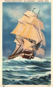 Frigate Constitution Old Ironsides Ship Boston Massachusetts MA Vintage Postcard