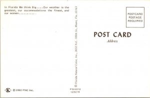 Florida Risque Comic THINK BIG Busty Redhead~Red Bikini BATHING BEAUTY Postcard