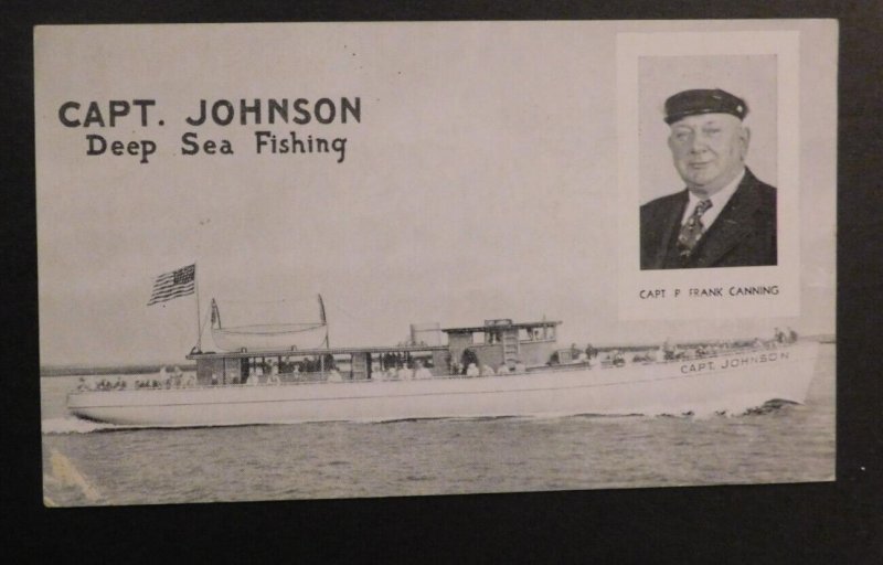Mint USA Advertisement Postcard Captain Johnson Inc Deep Sea Fishing Cape May