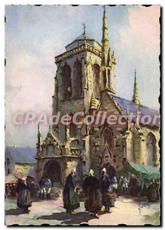 Old Postcard Locronan Finistere the church