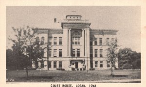 Vintage Postcard 1920's Front State Court House Building Logan Iowa IA Structure