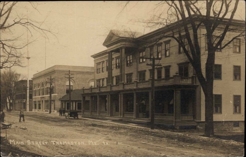 Thomaston Maine ME Main Street Knox Hotel Real Photo c1910 Vintage Postcard