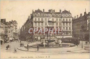 Old Postcard Lyon Place des Jacobins La Fontaine Tramway