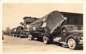 Trucks, 12 Giant Fir Logs, Western Washington, USA real photo Logging Unused 