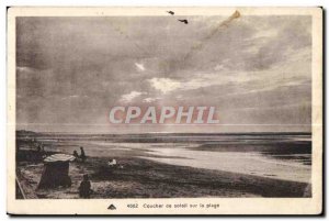 Old Postcard Sunset on the beach