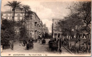 Egypt Alexandria Cherif Pasha Street Vintage Postcard  C011