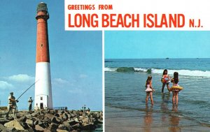 Vintage Postcard Greetings From Long Island Beach New Jersey Left: Old Barney NJ