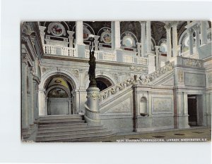 Postcard Main Stairway, Congressional Library, Washington, District of Columbia